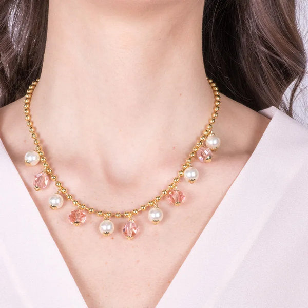 Collana in Metallo con cristalli e perle sintetiche — collezione rialto
