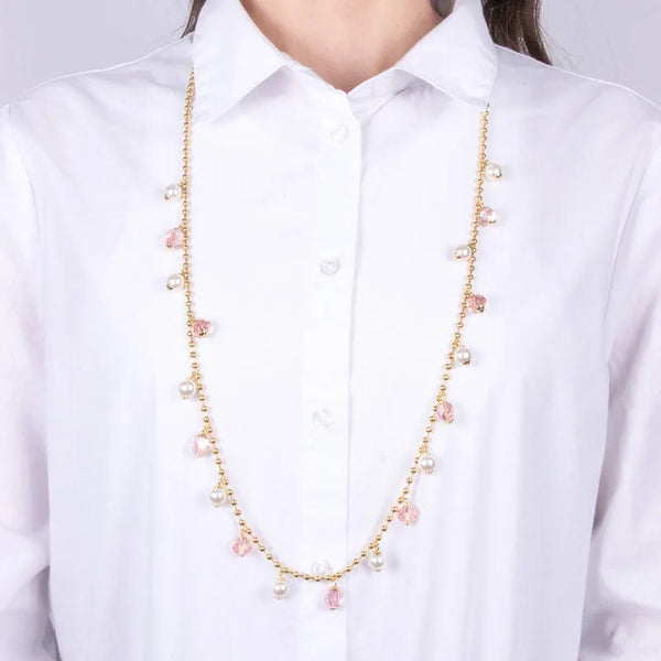 Collana in Metallo con cristalli e perle sintetiche — collezione rialto