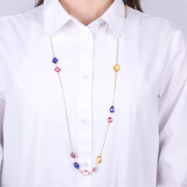 Collana in Metallo con cristalli multicolor — collezione rialto