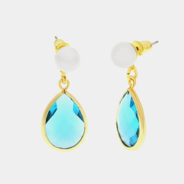 Orecchini in Metallo con cristallo a goccia  azzurro — collezione rialto