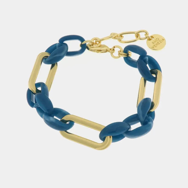 Bracciale in Metallo con catene a forma rettangolare blu — collezione san marco