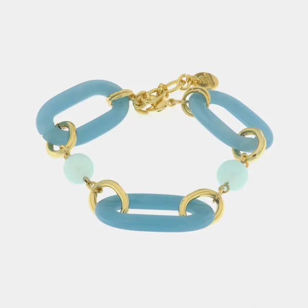Bracciale in Metallo con catene a forma rettangolare celeste — collezione san marco