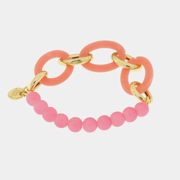 Bracciale in Metallo con pietre rosa e catene arancio — collezione san marco