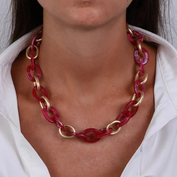 Collana in Metallo con catene a forma rettangolare viola — collezione san marco