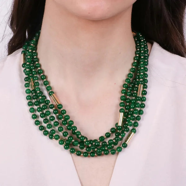 Collana in Metallo multifilo con pietre verdi — collezione san marco