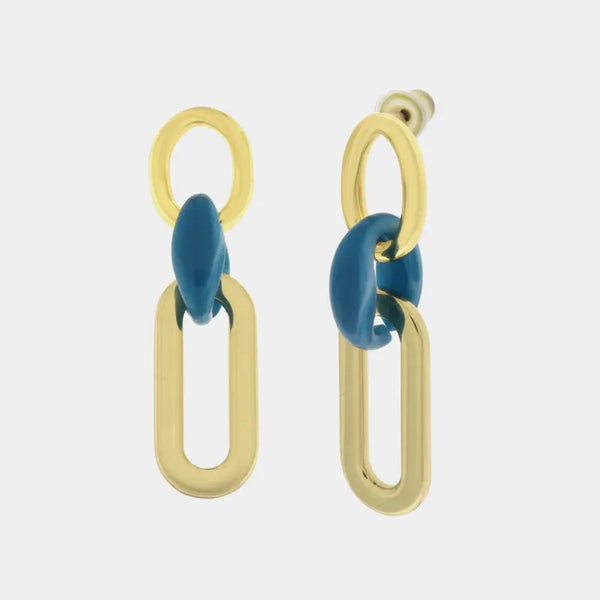 Orecchini in Metallo con catene a forma rettangolare blu — collezione san marco