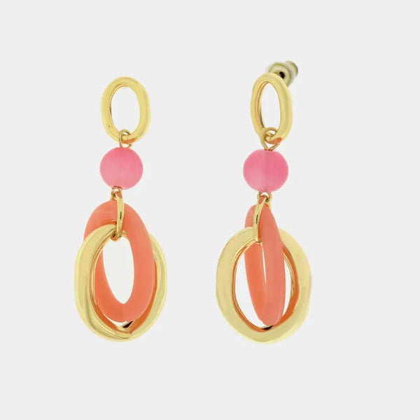 Orecchini in Metallo con cerchi colorati arancio e rosa — collezione san marco