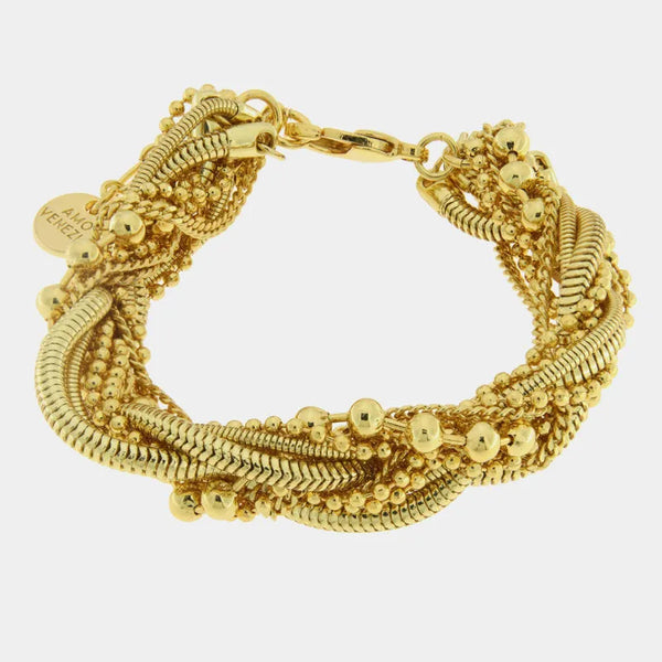 Bracciale in Metallo con catena e perline intrecciate — collezione serenissima