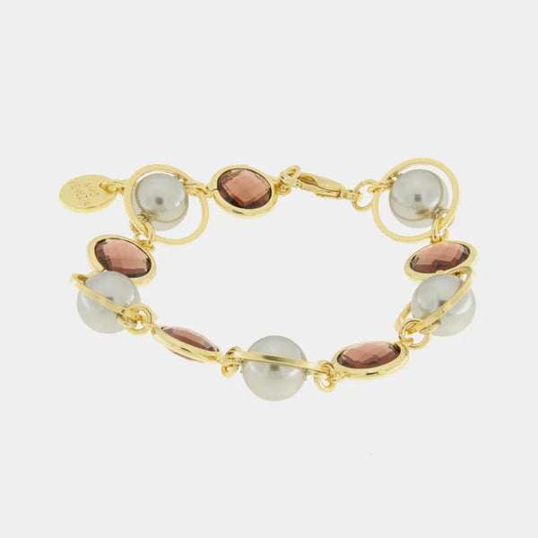 Bracciale in Metallo con cristalli marroni , cerchi e perline — collezione serenissima