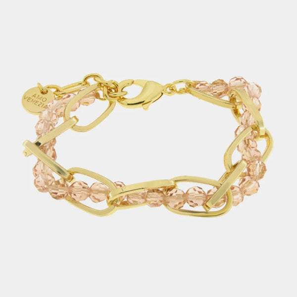 Bracciale in Metallo con cristalli rosa intrecciati — collezione serenissima