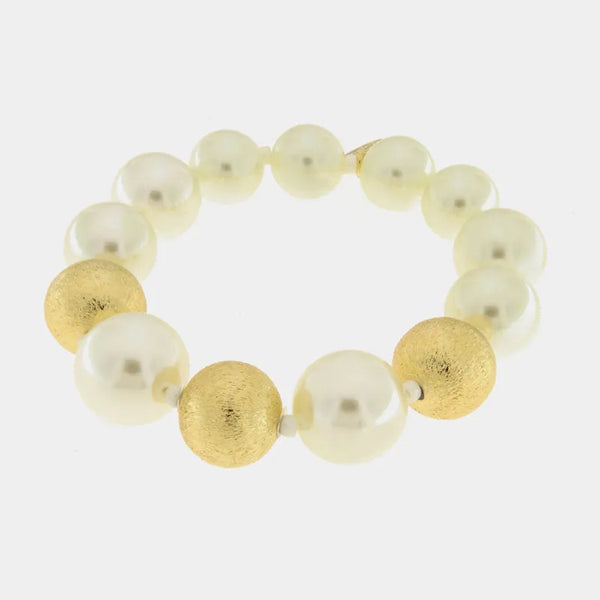 Bracciale in Metallo con perle bianche e lucide — collezione serenissima