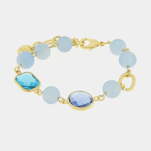 Bracciale in Metallo con perle e cristalli blu — collezione serenissima