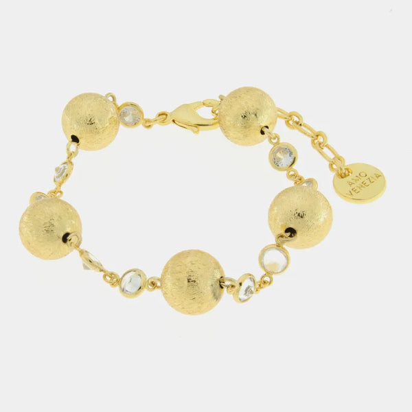 Bracciale in Metallo con perle oro e cristallini — collezione serenissima