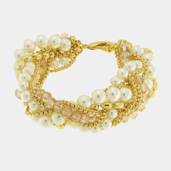 Bracciale in Metallo con perline e cristalli intrecciati — collezione serenissima