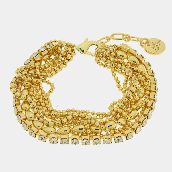 Bracciale in Metallo con perline e cristalli intrecciati — collezione serenissima