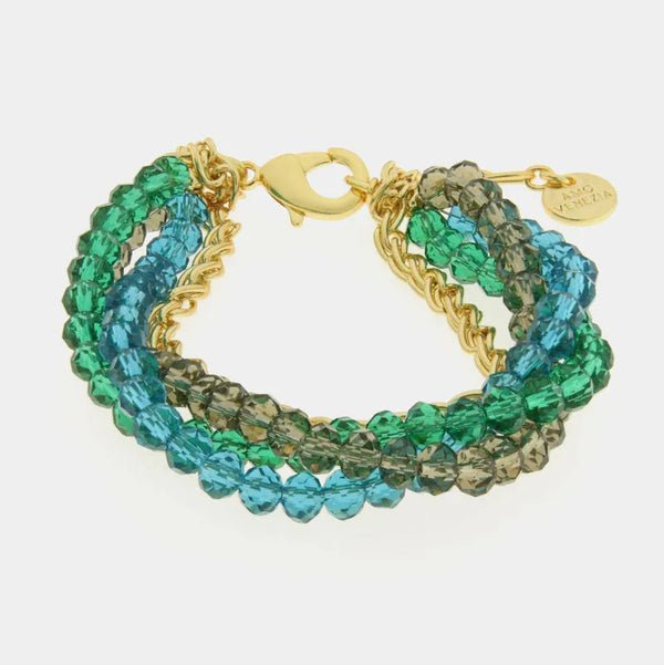 Bracciale in Metallo multifilo con perline intrecciate — collezione serenissima