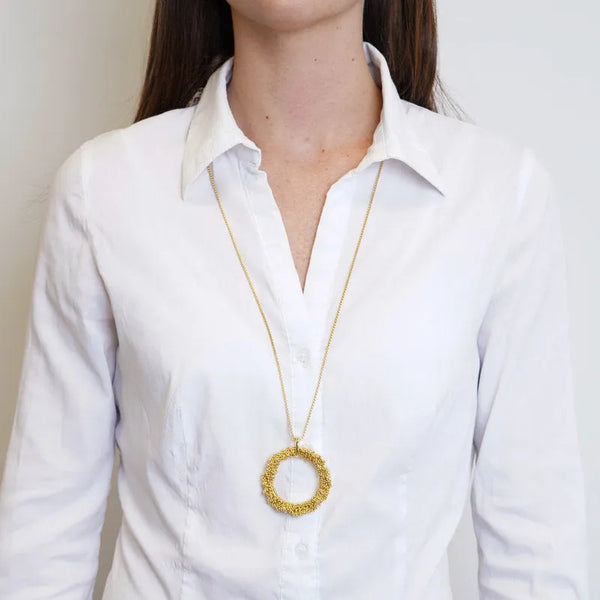 Collana in Metallo cerchio con perline intrecciate — collezione serenissima