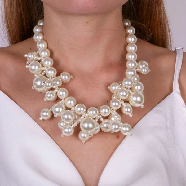 Collana in Metallo con perle bianche doppie — collezione serenissima