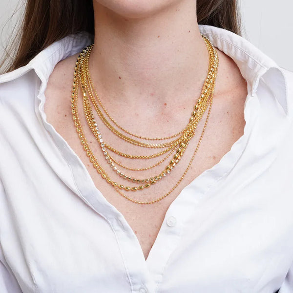 Collana in Metallo girocollo con perline e cristalli intrecciati — collezione serenissima
