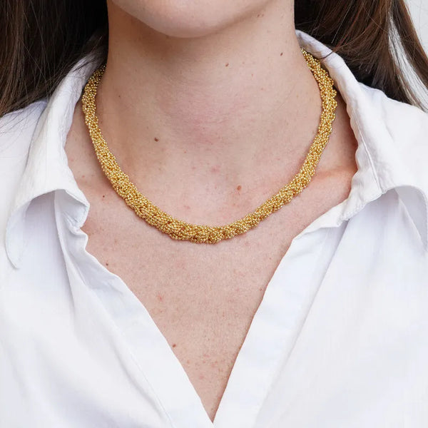 Collana in Metallo girocollo con perline intrecciate — collezione serenissima