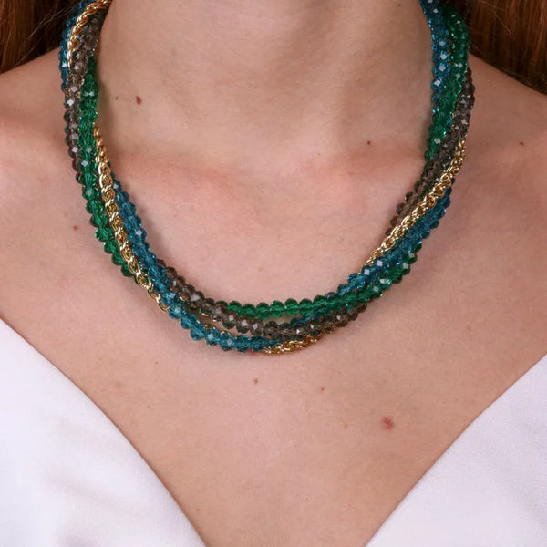 Collana in Metallo multifilo intrecciata con perline — collezione serenissima