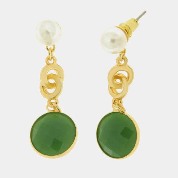 Orecchini in Metallo con catena e cristallo verde — collezione serenissima
