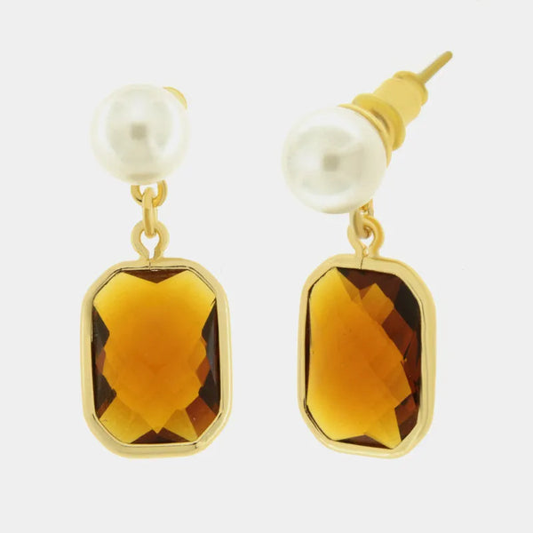 Orecchini in Metallo con cristallo marrone — collezione serenissima