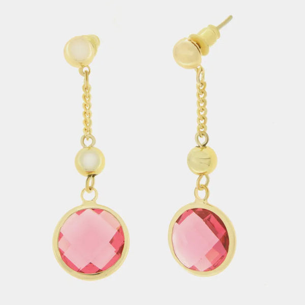 Orecchini in Metallo con cristallo rosa pendente — collezione serenissima