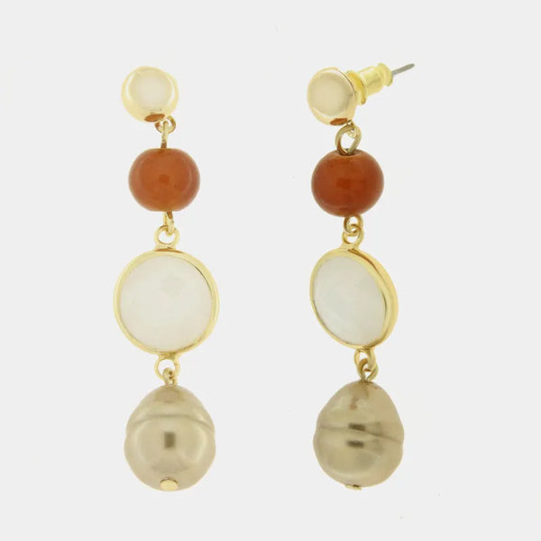 Orecchini in Metallo con perla pendente e cristallo — collezione serenissima