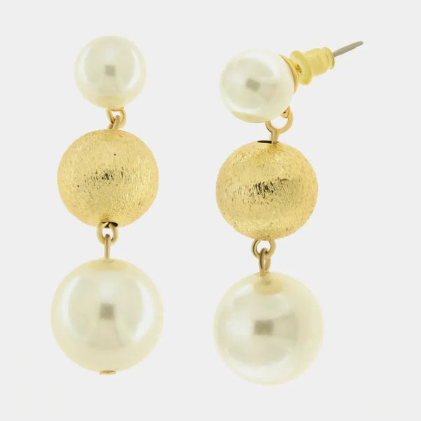 Orecchini in Metallo con perle bianche e oro — collezione serenissima
