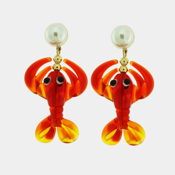 Orecchini in Metallo con Murano Stone pesce soffiato colorato — collezione soffi di laguna