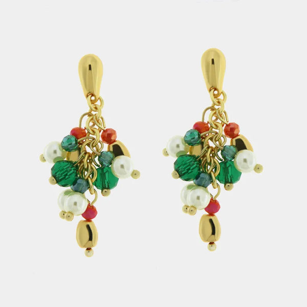 Orecchini in Metallo con Murano Stone pietre multicolor pendenti — collezione soffi di laguna