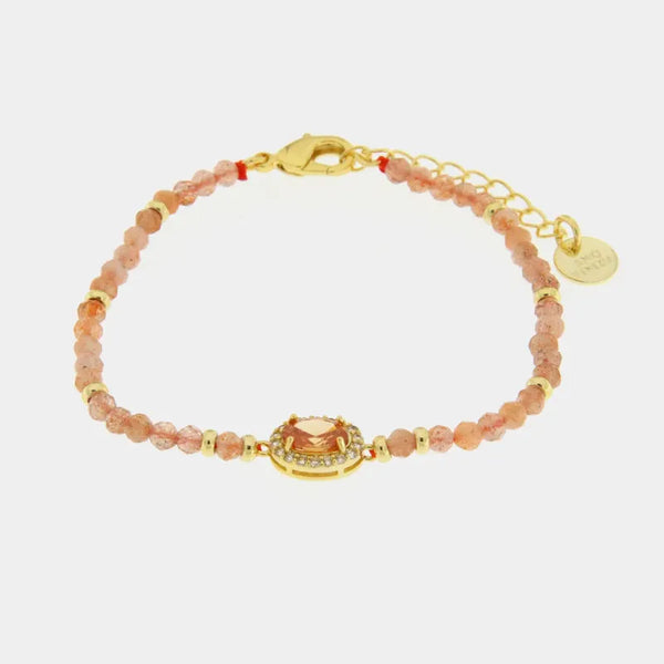 Bracciale in Metallo  con pietre rosa — collezione Sospiri