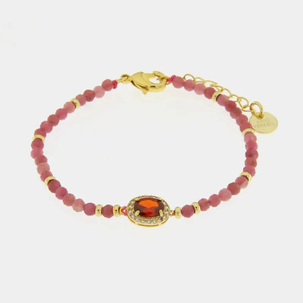 Bracciale in Metallo  con pietre rosse — collezione Sospiri