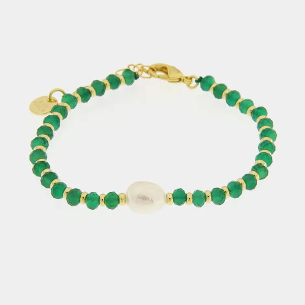 Bracciale in Metallo con pietre verdi — collezione Sospiri