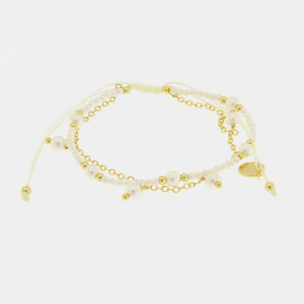 Bracciale in Metallo cordino con pietre bianche — collezione Sospiri