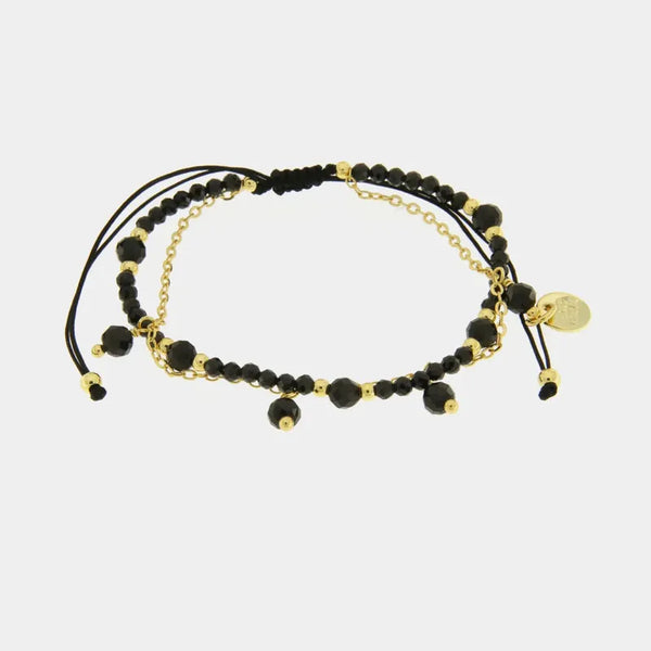 Bracciale in Metallo cordino con pietre nere — collezione Sospiri