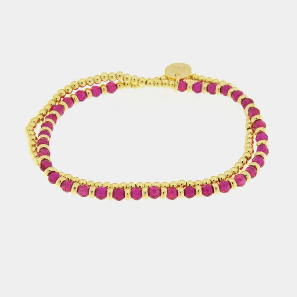 Bracciale in Metallo doppio filo con pietre rosse — collezione Sospiri