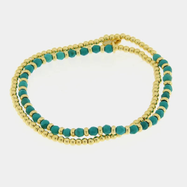 Bracciale in Metallo doppio filo con pietre verdi — collezione Sospiri