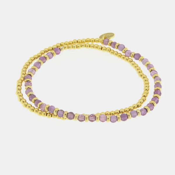 Bracciale in Metallo doppio filo con pietre viola — collezione Sospiri