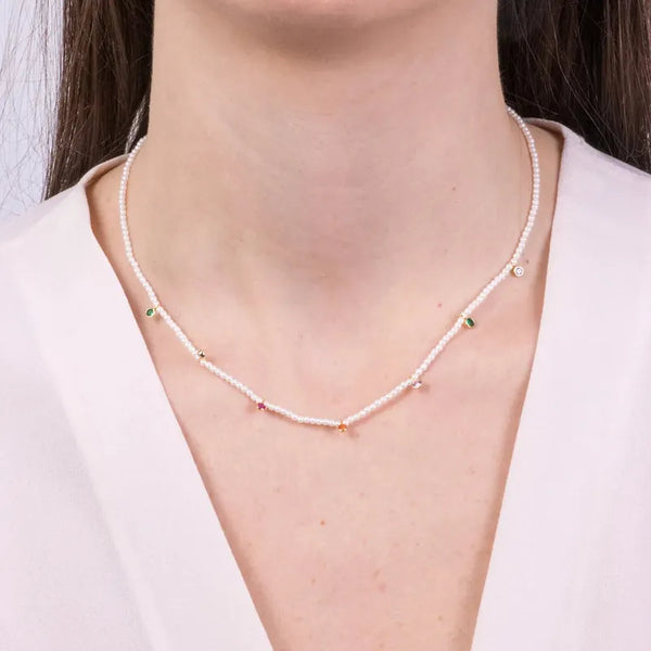 Collana in Metallo con pietre e zirconi colorati — collezione Sospiri
