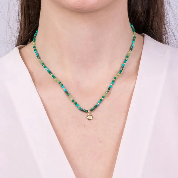Collana in Metallo con pietre verdi — collezione Sospiri