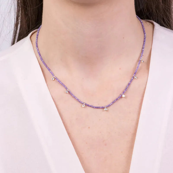 Collana in Metallo con pietre viola e zirconi — collezione Sospiri